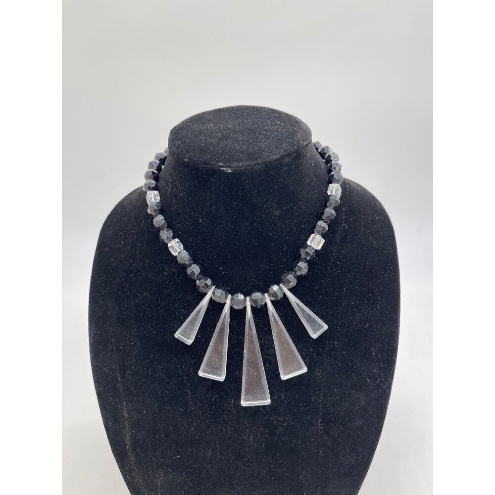 Vintage Fiocchi Style Art Deco Black and Clear Bakelite Egypyain bib Cleopatra N
